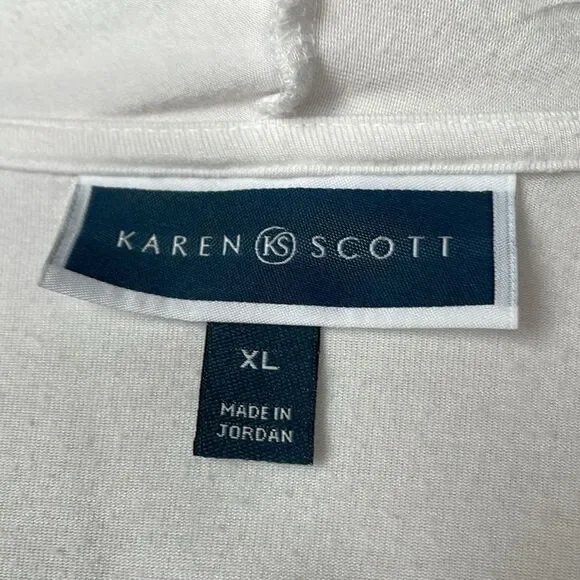 Karen Scott Elegant Long Lightweight White Open Front Cardigan (Size: XL) - Picture 11 of 13